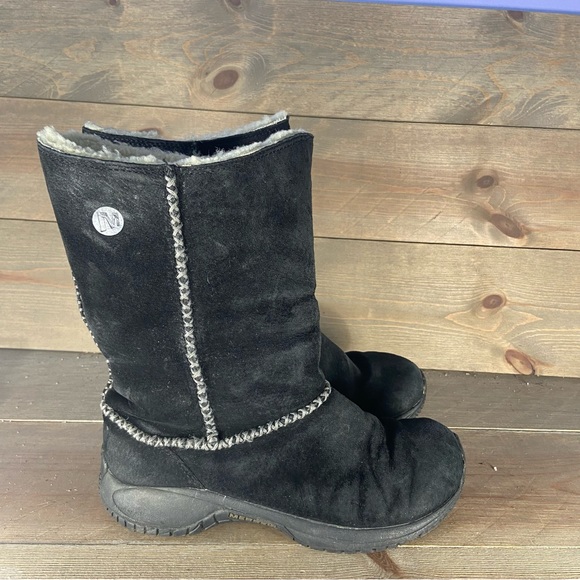 Merrell encore stitch Womens size 7 shoes black suede shering lined winter boots - Picture 2 of 10